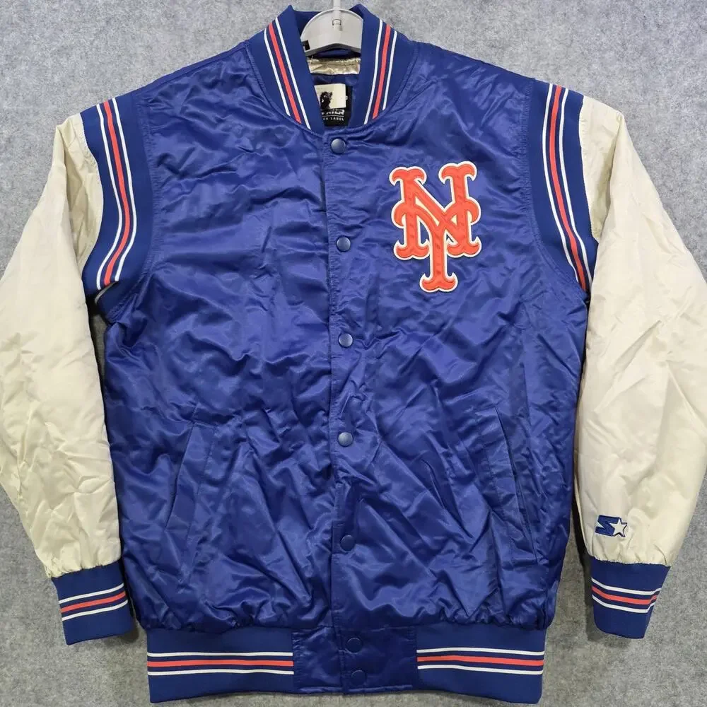 VTG New York Mets Jacket Mens Medium Blue‎ MLB Baseball Satin Varsity Starter